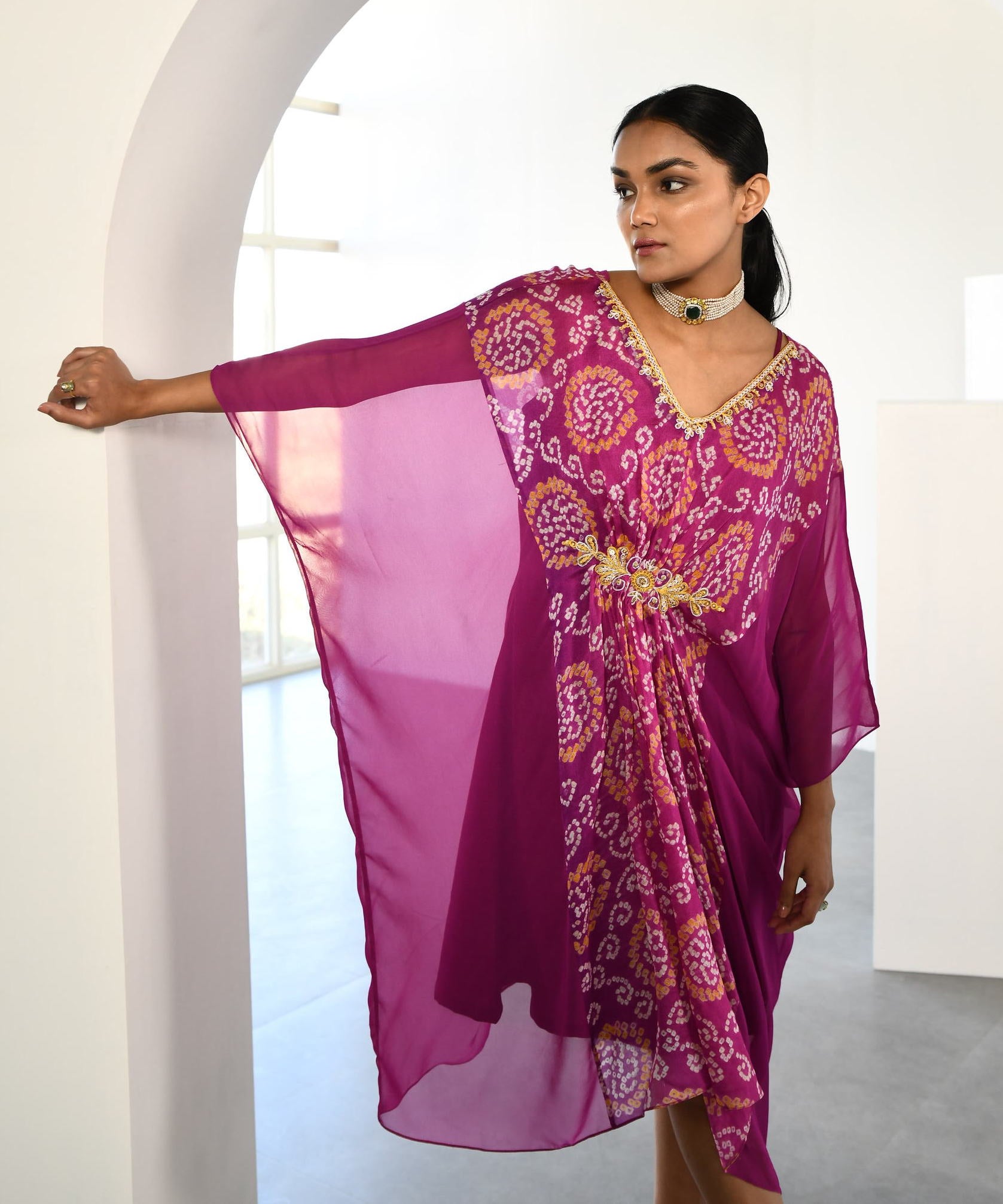 PURPLE BANDHEJ DRESS