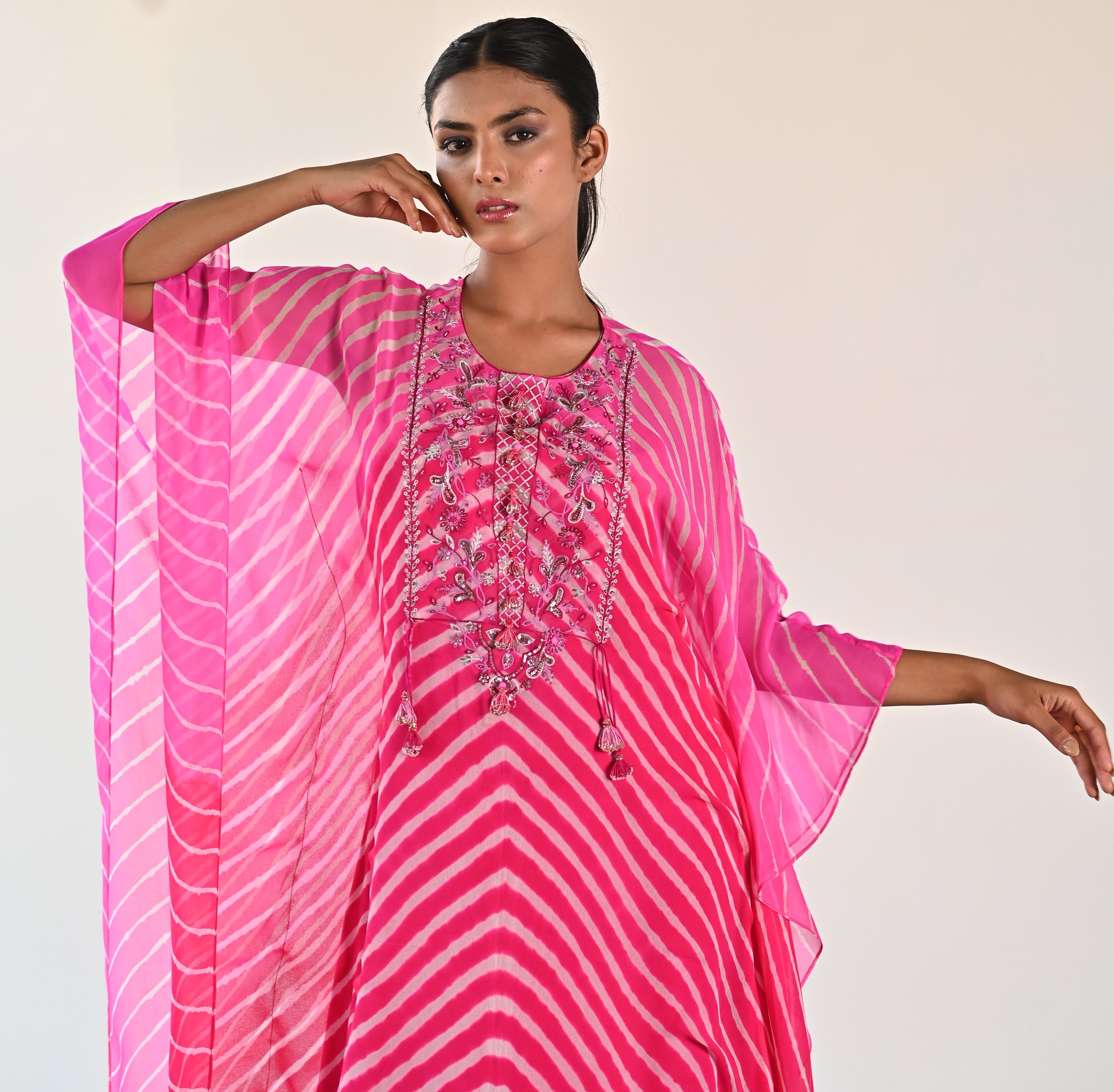 RASPBERRY PINK LEHERIYA TUNIC