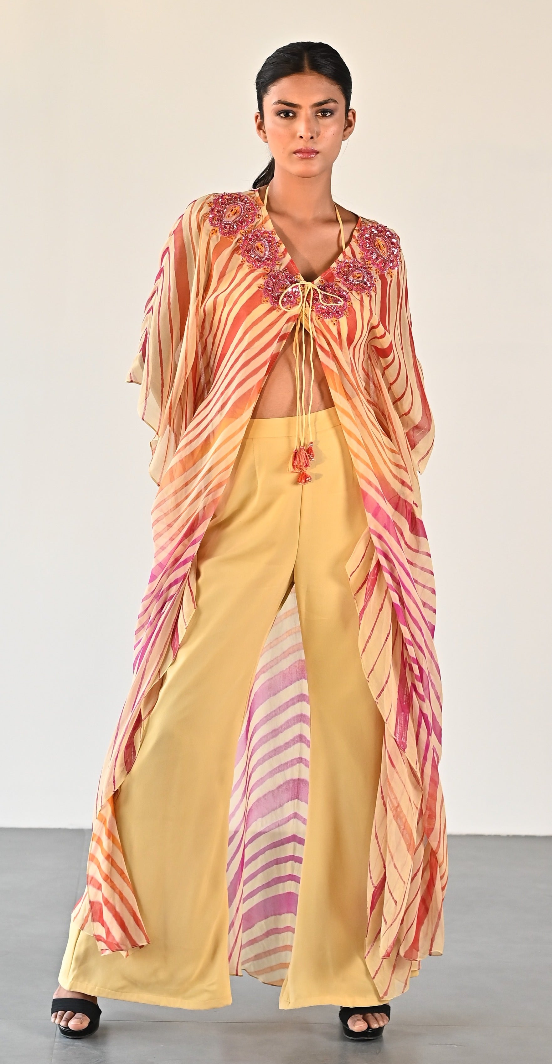 MUSTARD LEHERIYA JACKET SET