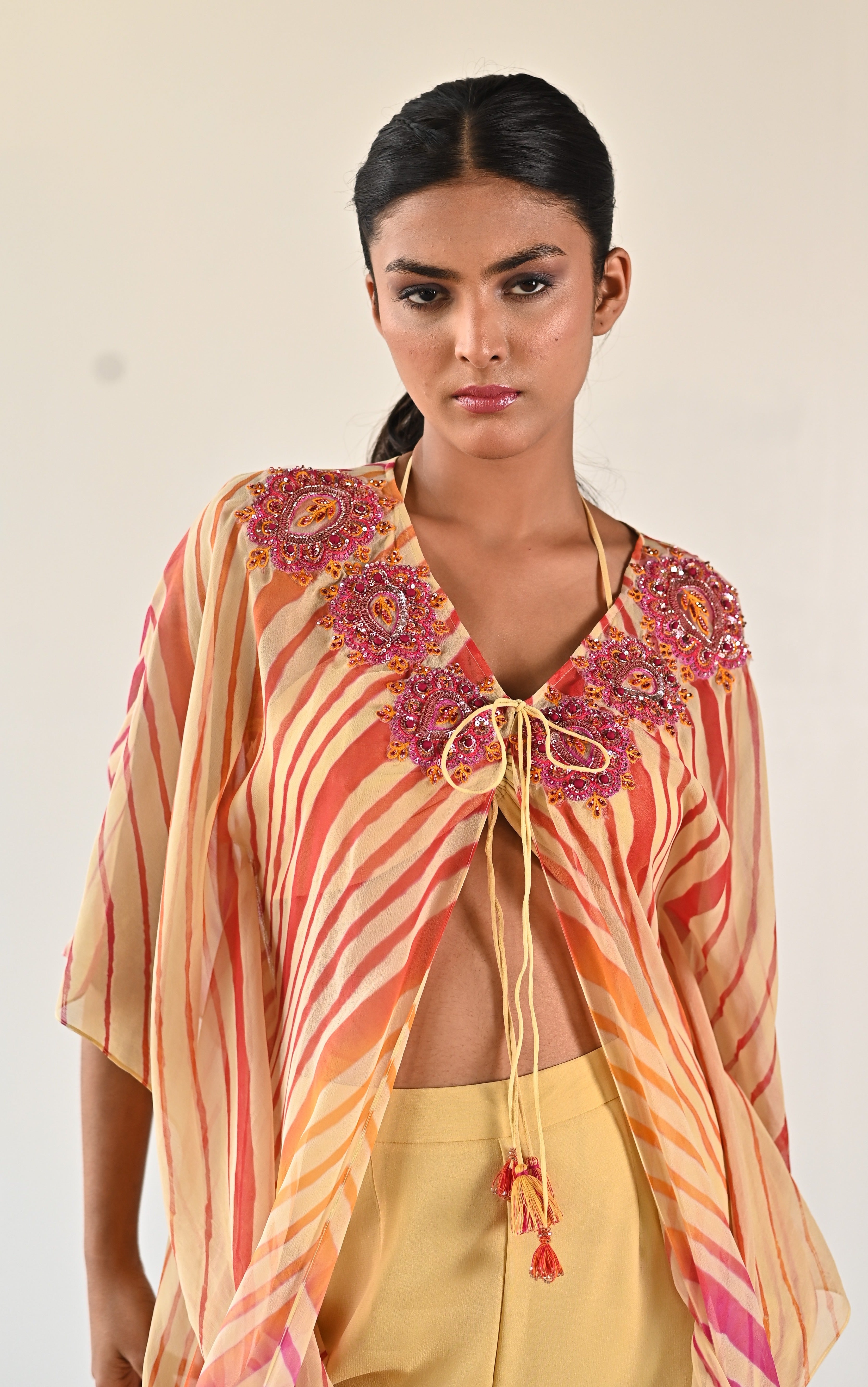 MUSTARD LEHERIYA JACKET SET