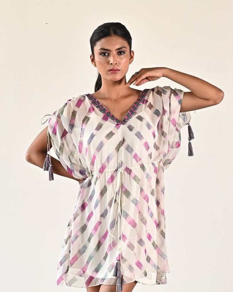 OFF WHITE MULTI MOTHRA DRESS