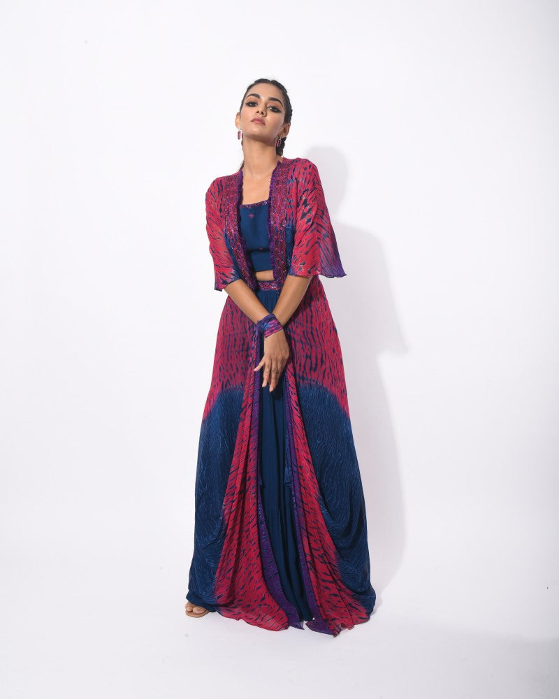 Jacket set top and tier sharara