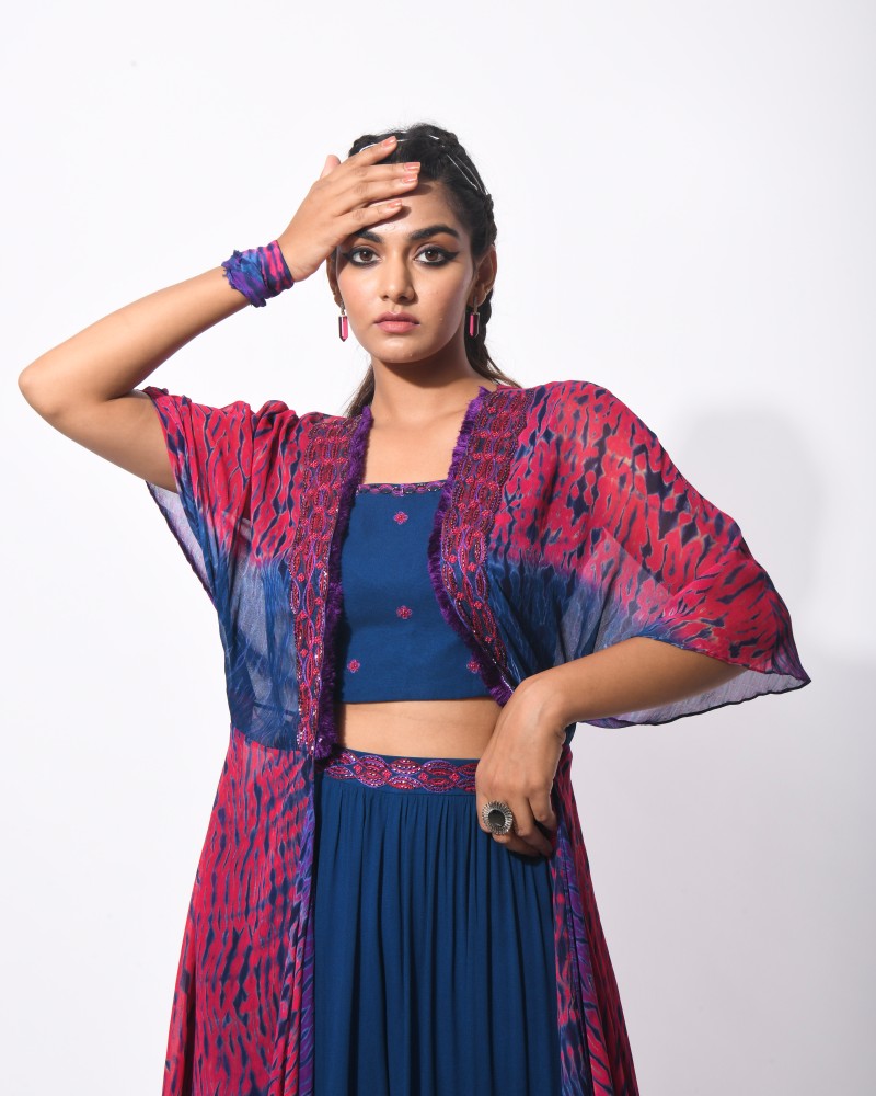 Jacket set top and tier sharara