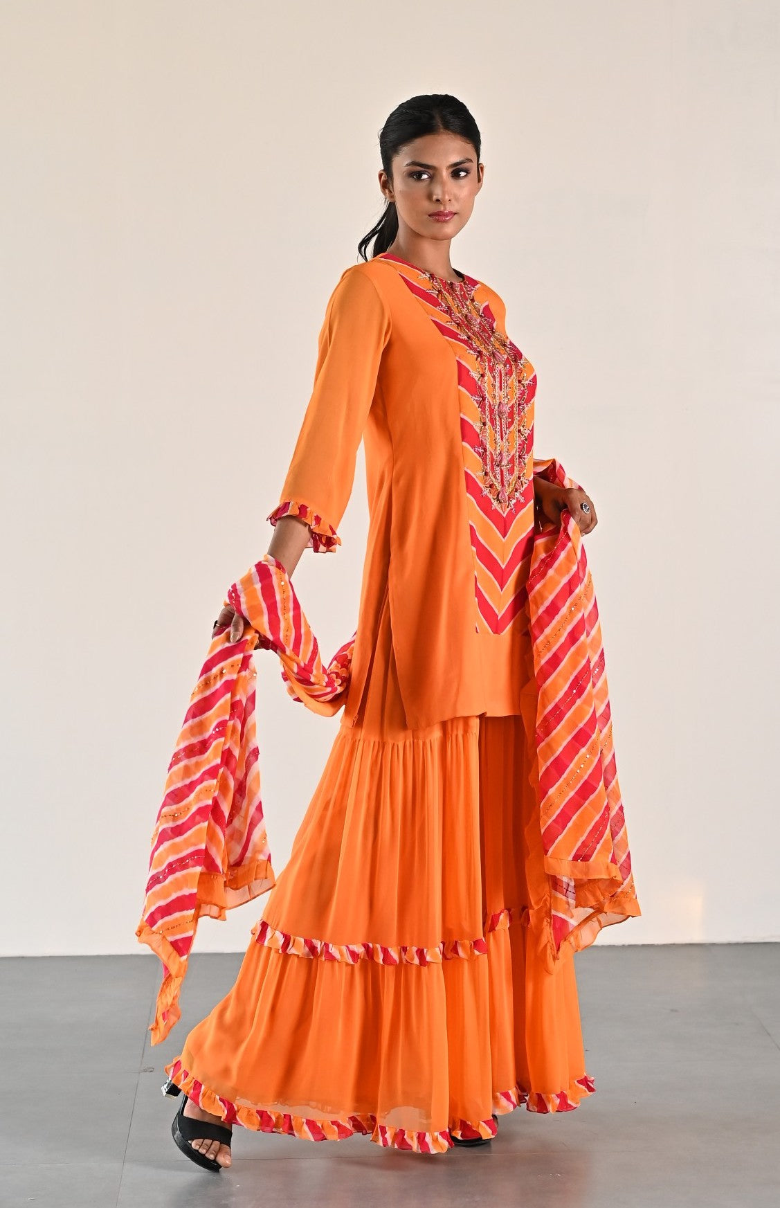 MANGO YELLOW SHARARA SET