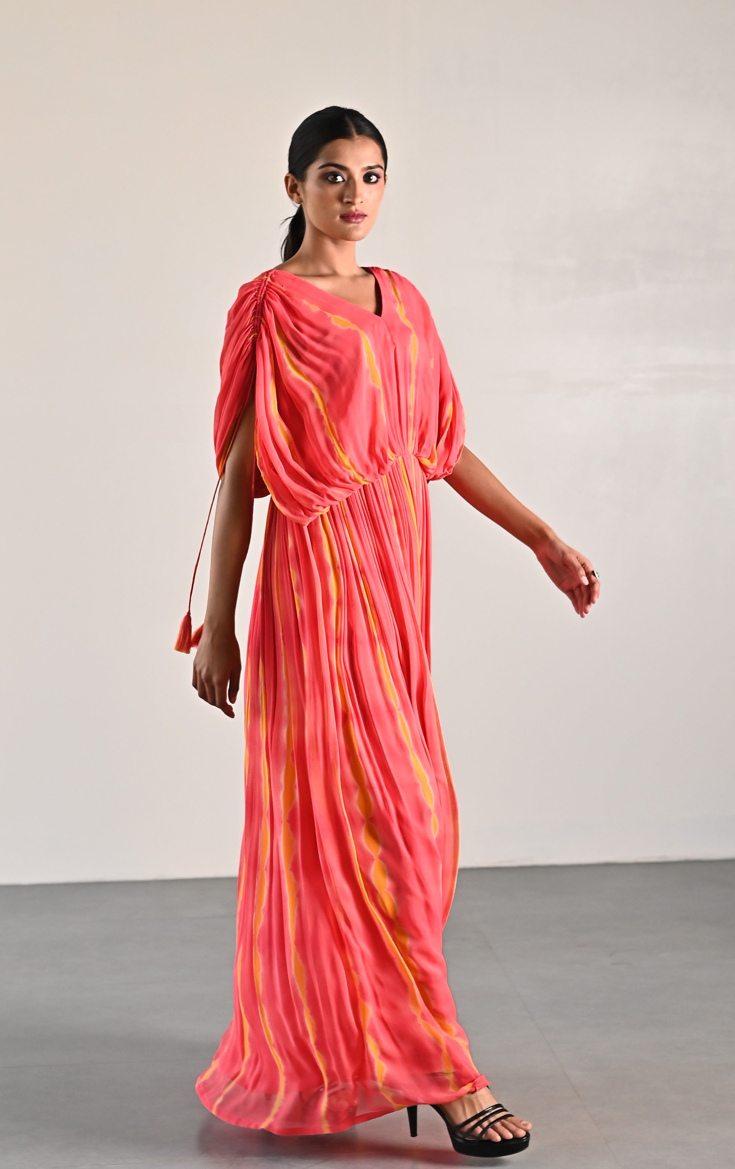 PEACH SHIBORI DRESS