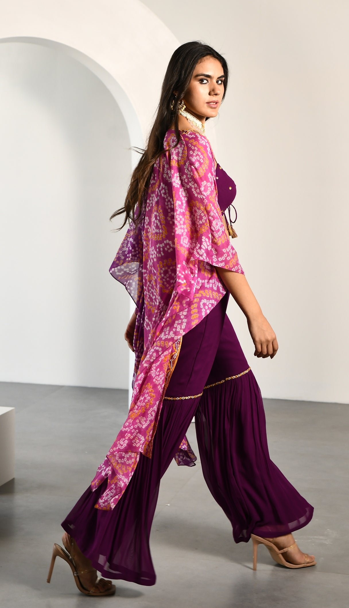 PURPLE BHANDEJ JACKET SET