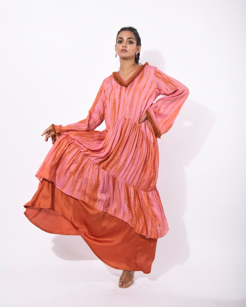 Tier kurta with skirt