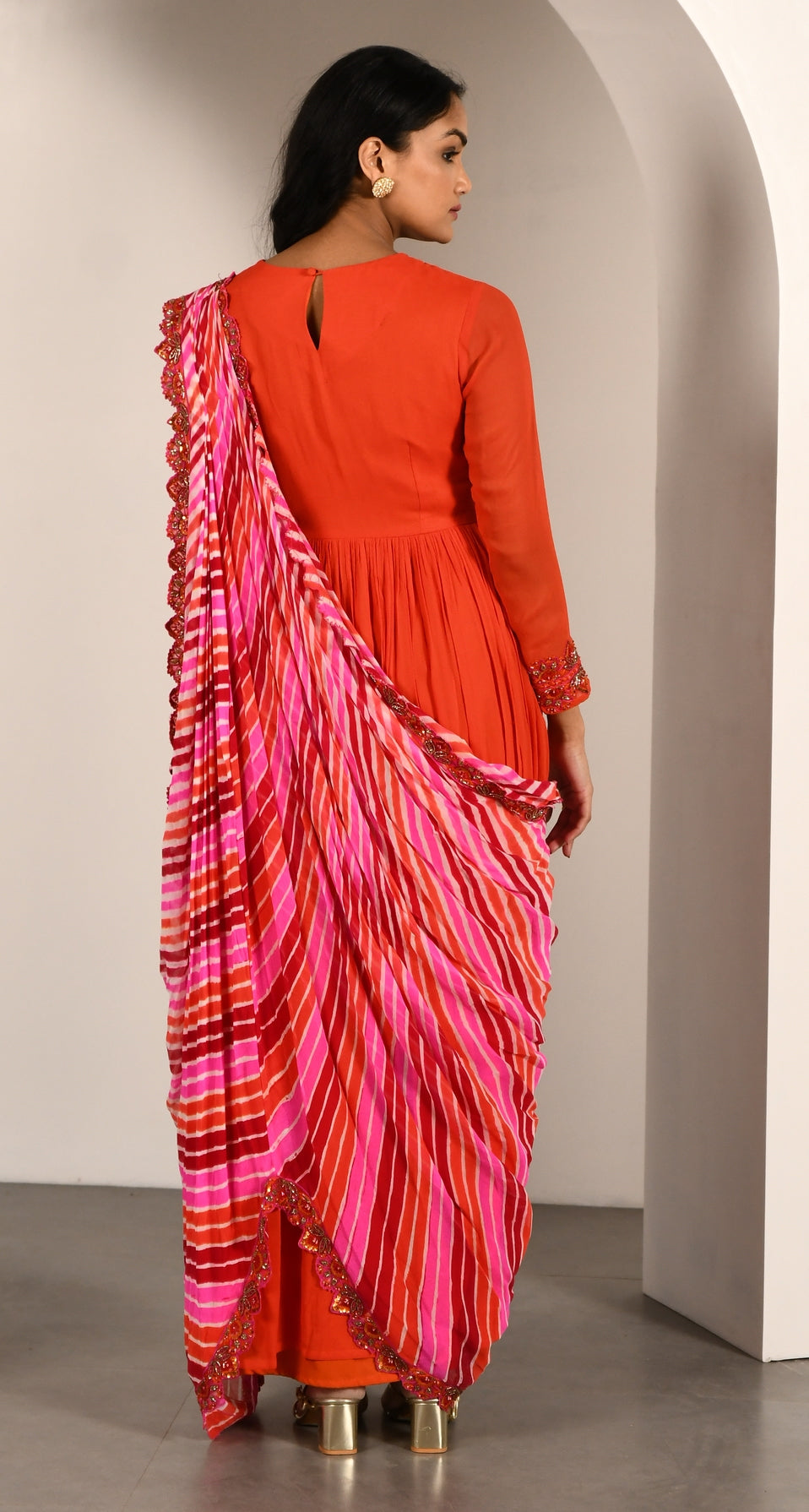 ORANGE PINK MAROON GOWN