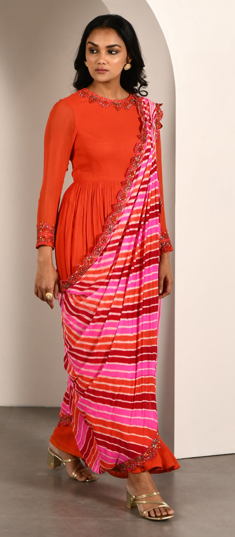 ORANGE PINK MAROON GOWN