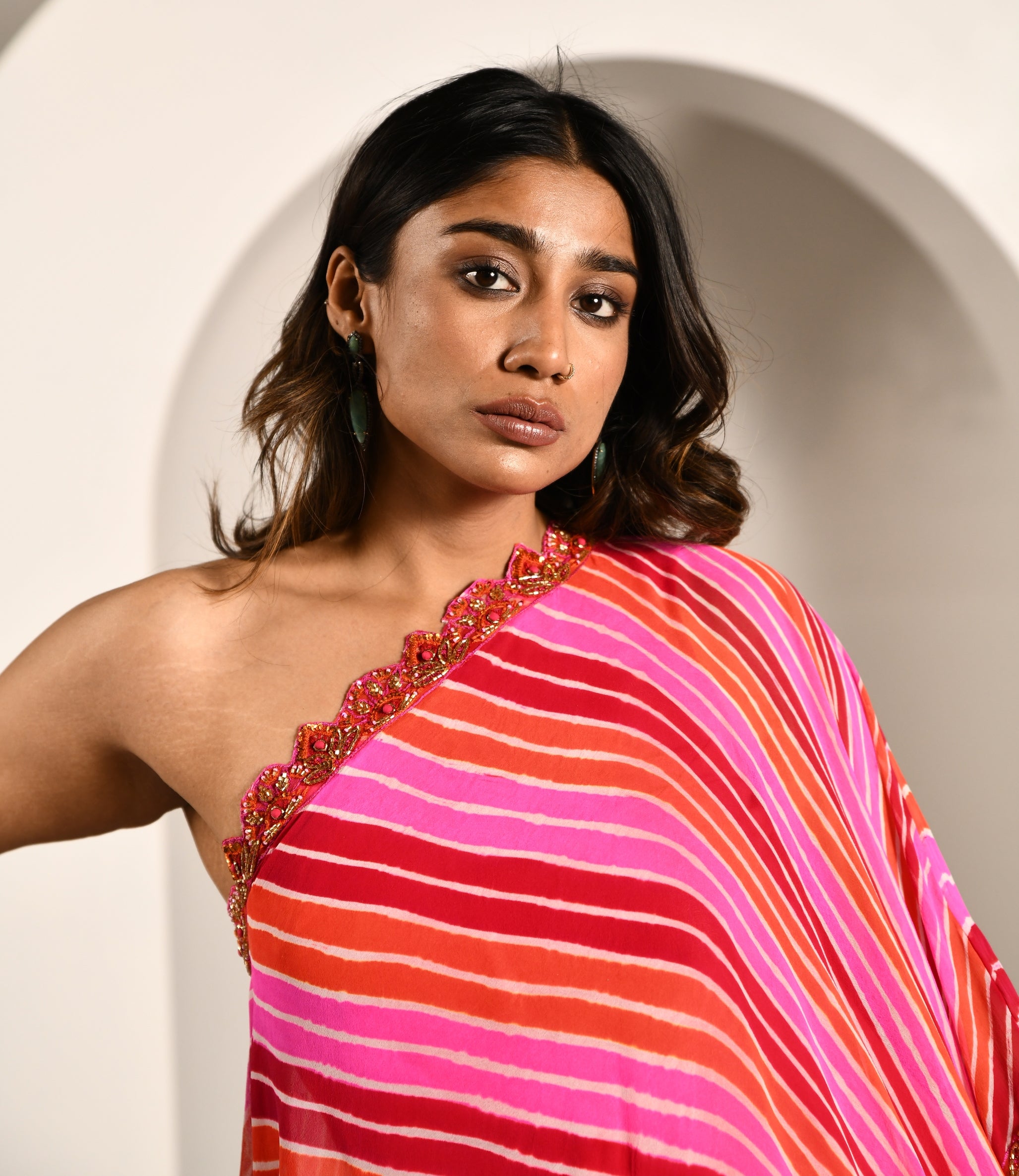 ORANGE MULTI ONE SHOULDER DRESS