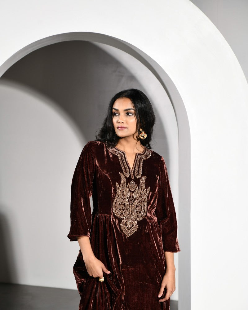 BROWN LONG KURTA