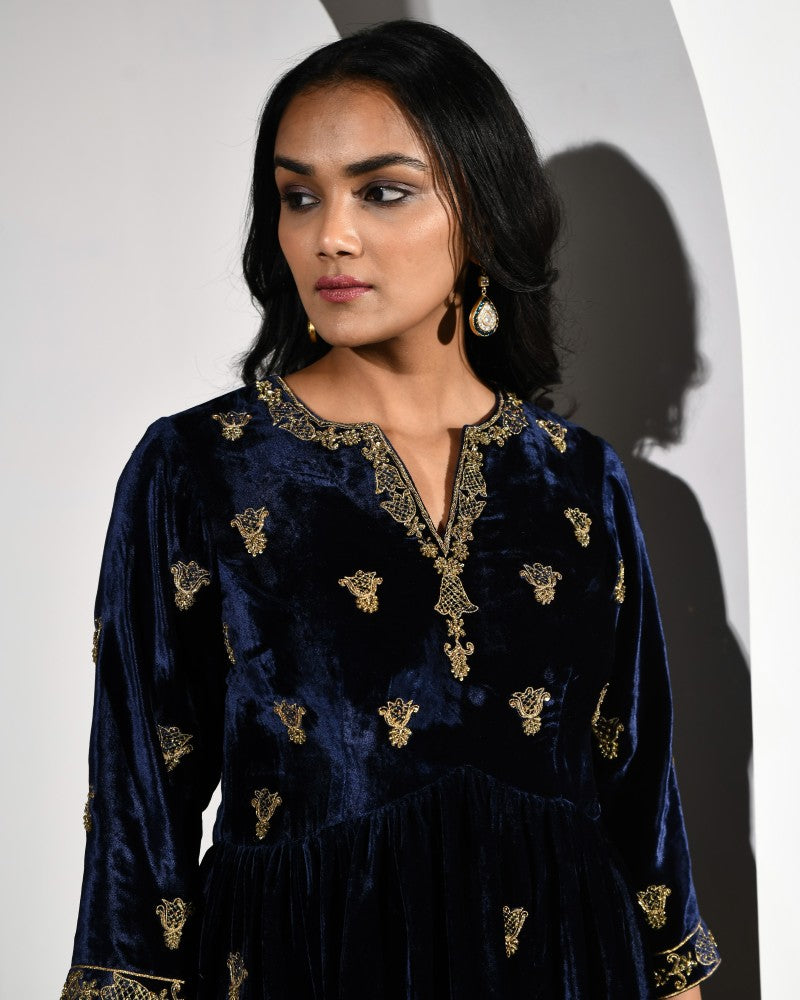 BLUE VELVET KURTA