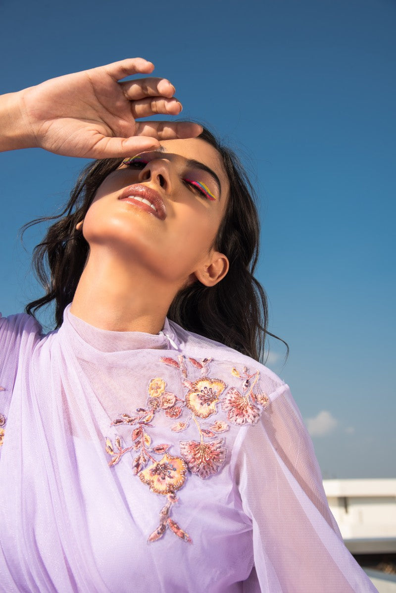 LAVENDER DRAPE CO ORD TOP AND PANT SET