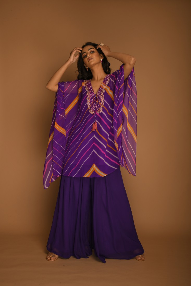 Leheriya kaftan top and pant