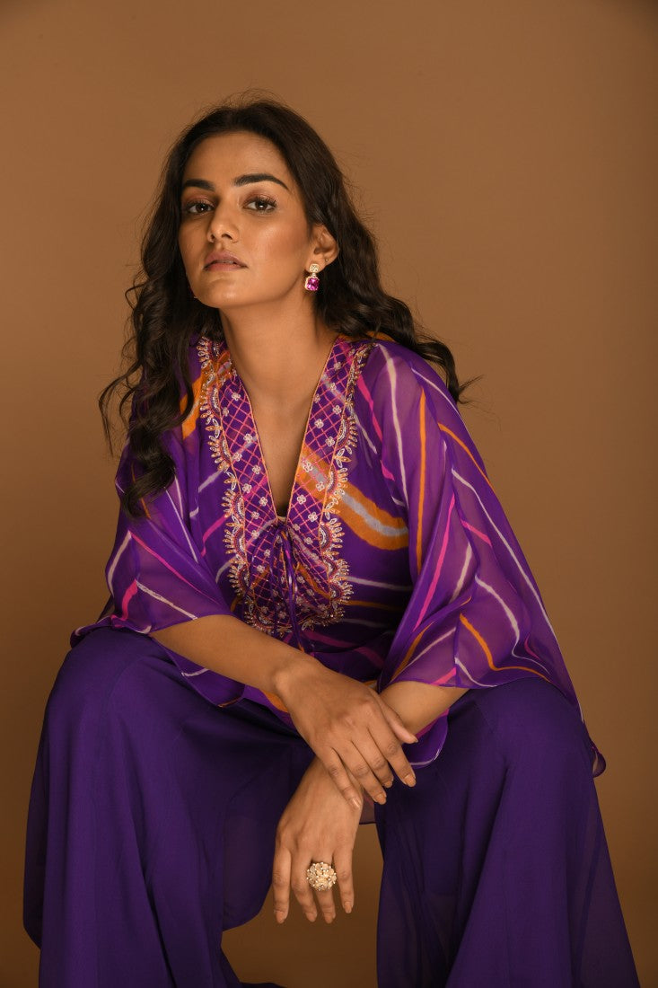Leheriya kaftan top and pant