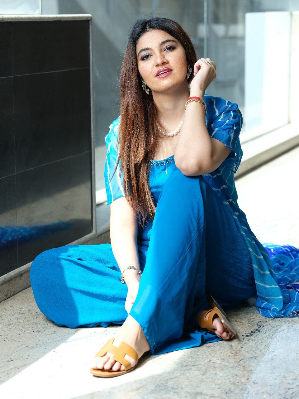 Dual Tone Leheriya Kaftan