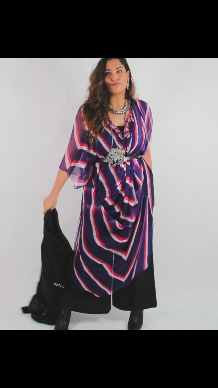 One Side Off Shoulder Lehriya Dress