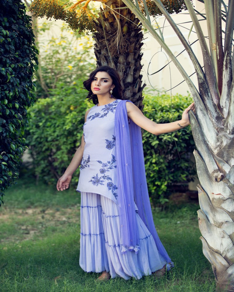 LAVENDER TIER SHARARA SET