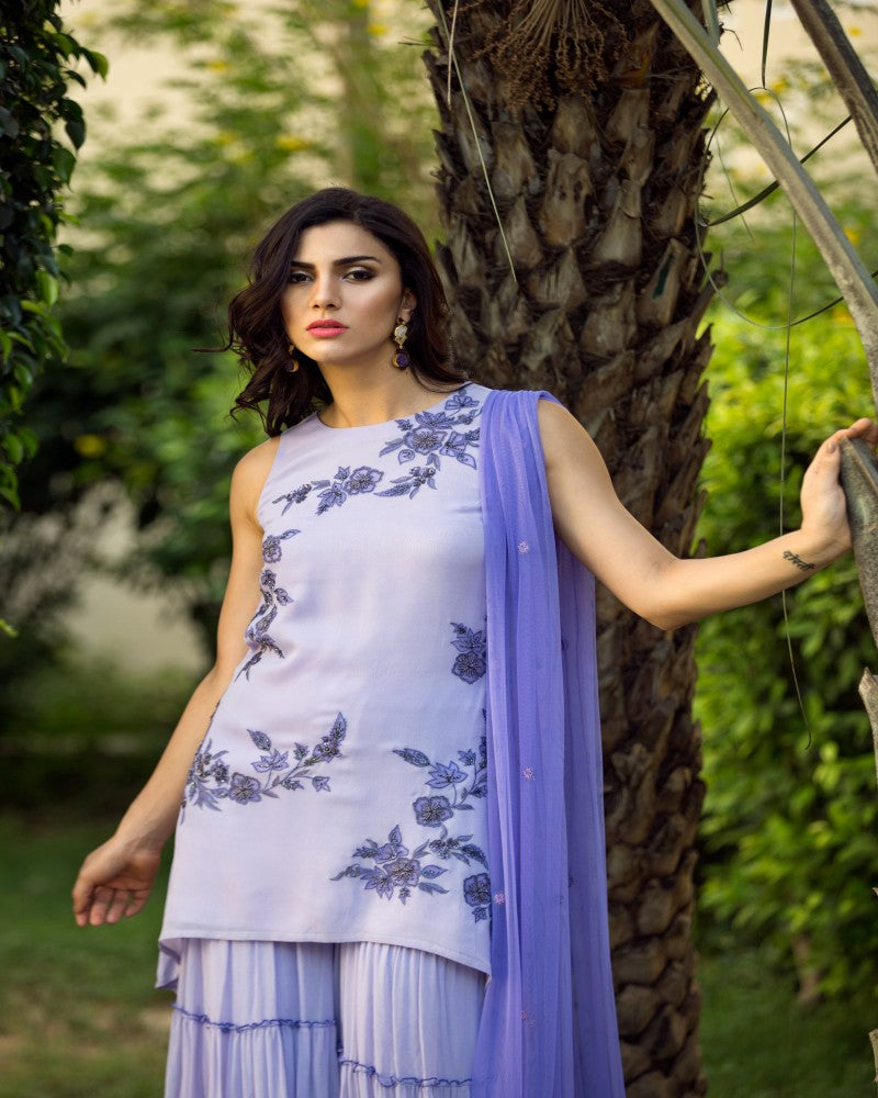LAVENDER TIER SHARARA SET