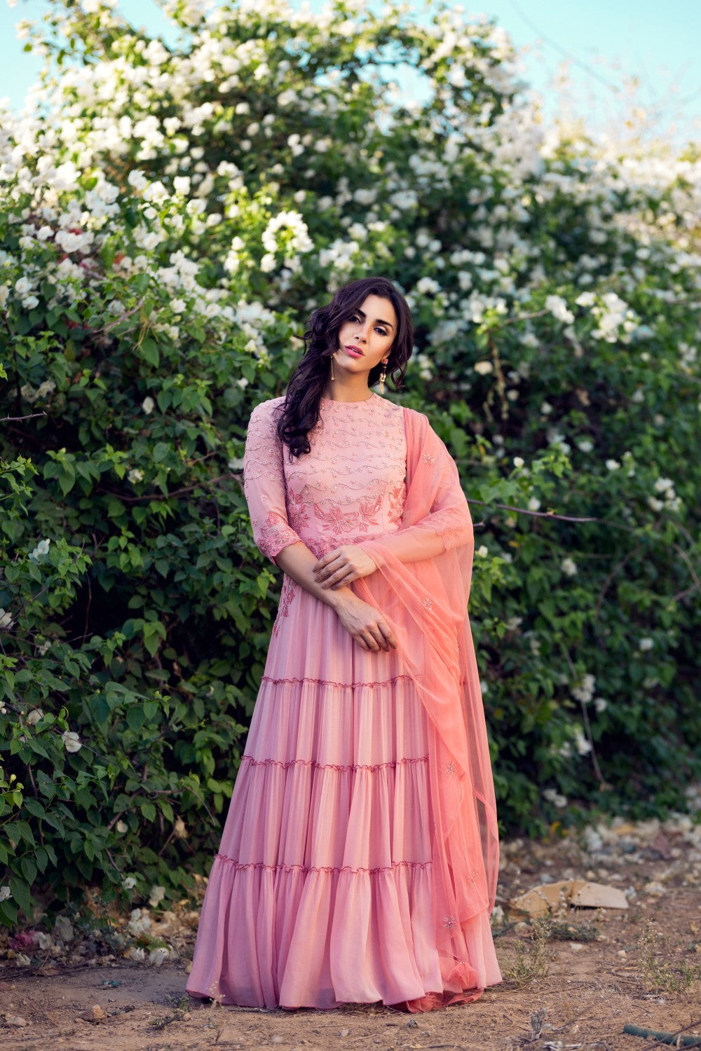 Dusty Pink Tiered Gown