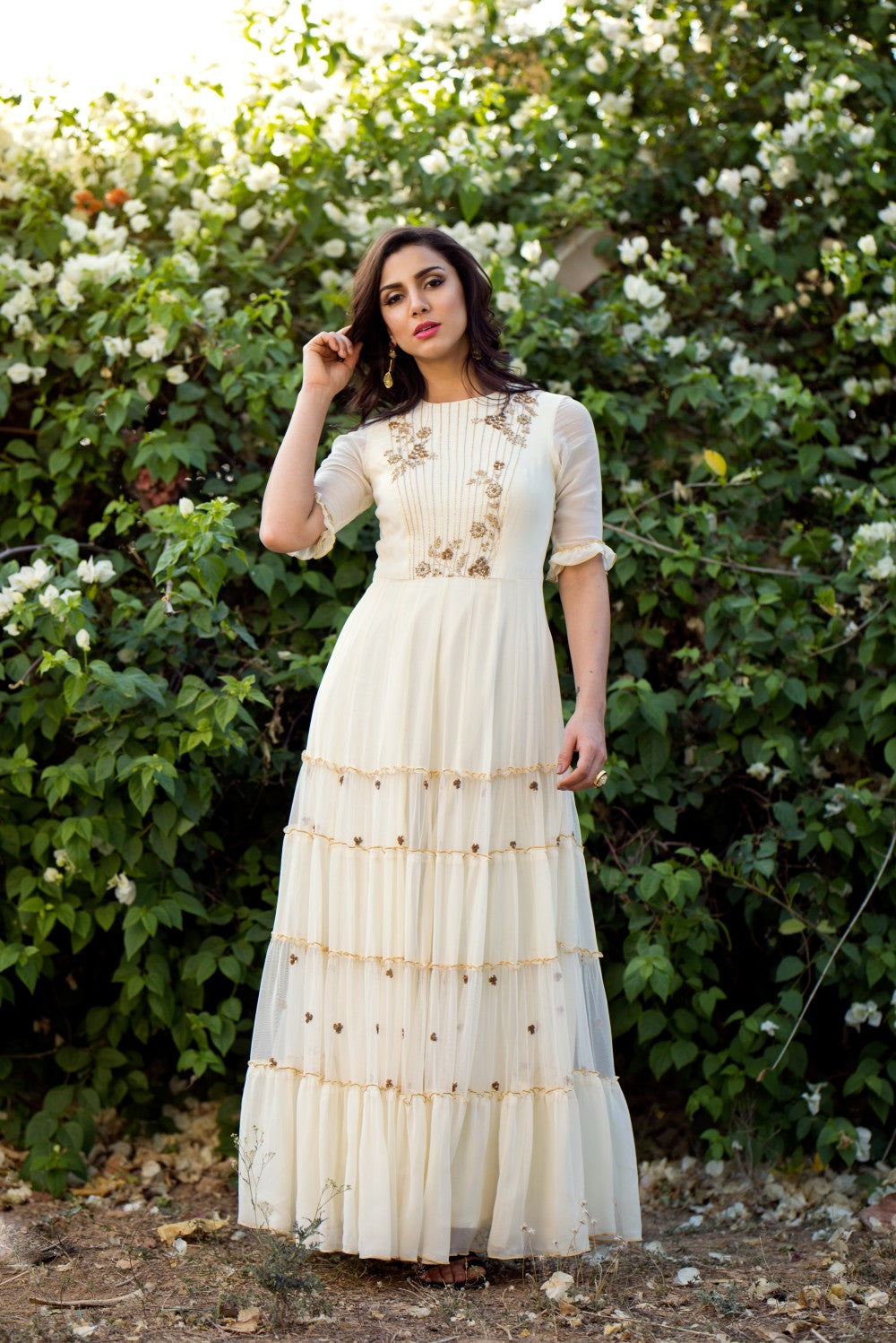 Off White Tier Anarkali