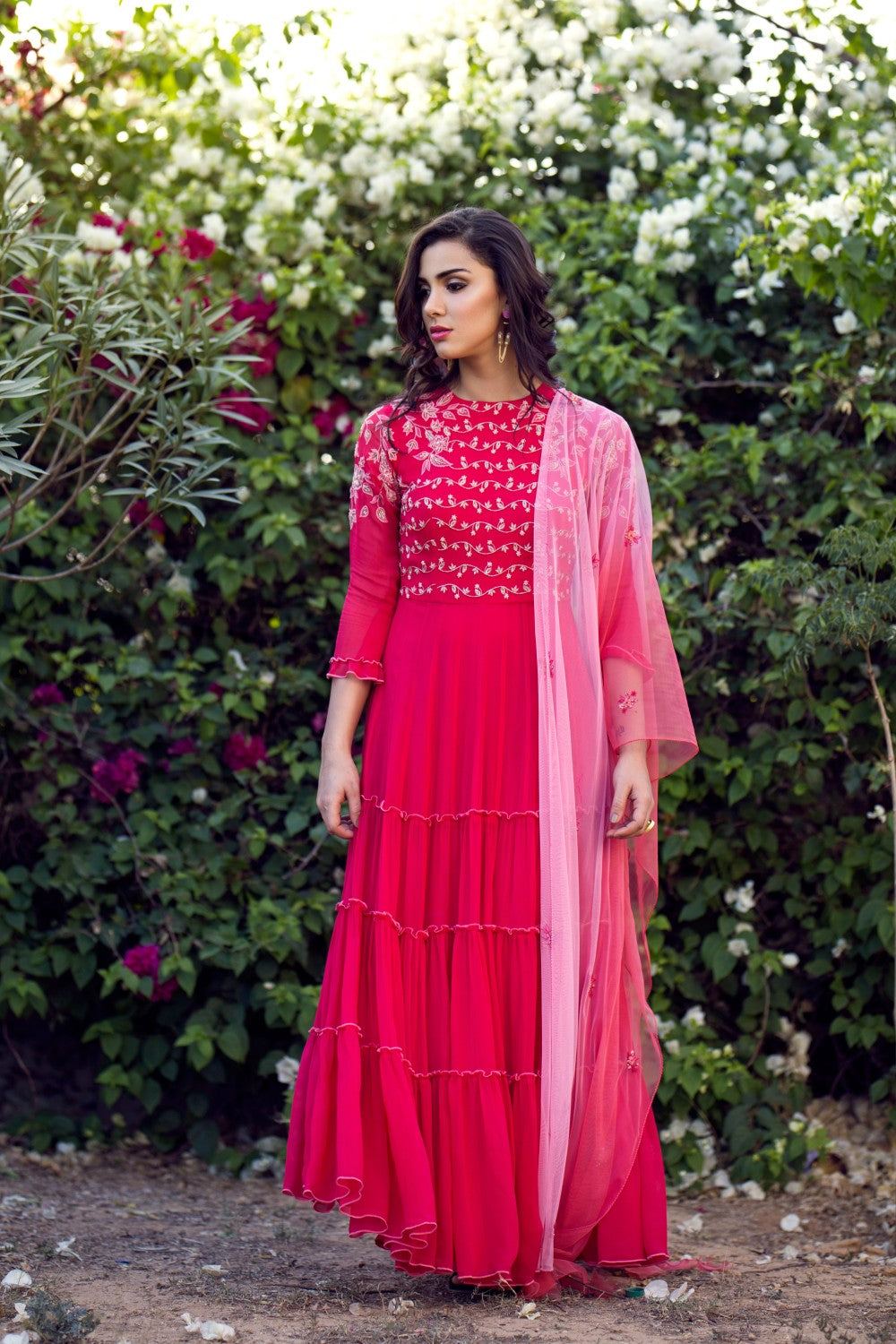 Raspberry Tiered Gown
