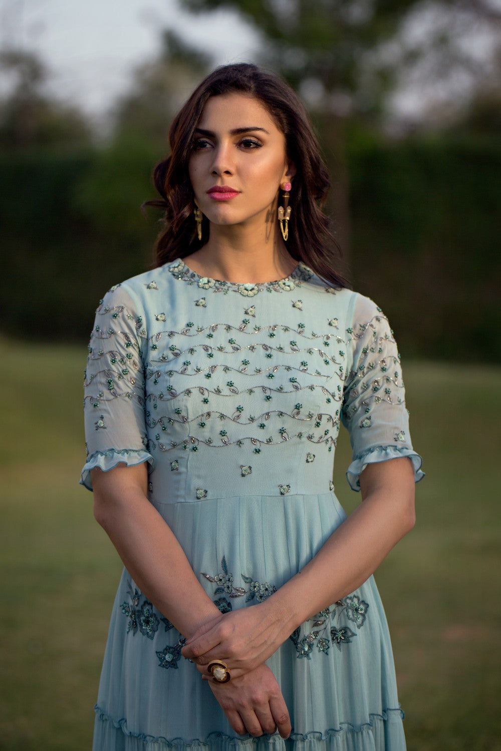 Sage Green Tiered Gown