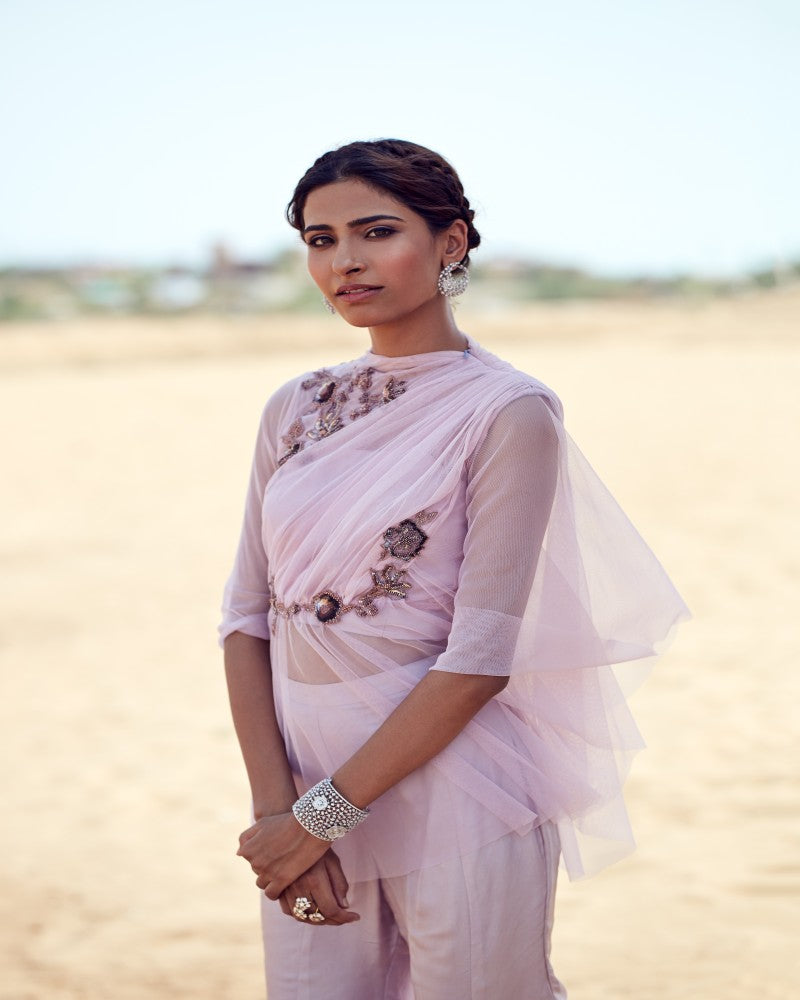 ONION PINK DRAPE CO ORD TOP AND PANT SAT