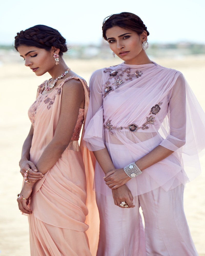 ONION PINK DRAPE CO ORD TOP AND PANT SAT