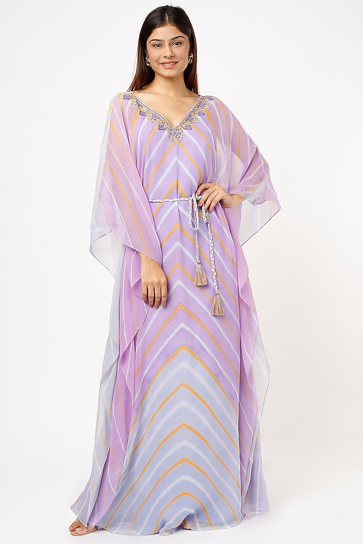 Lavender blue leheriya kaftan dress