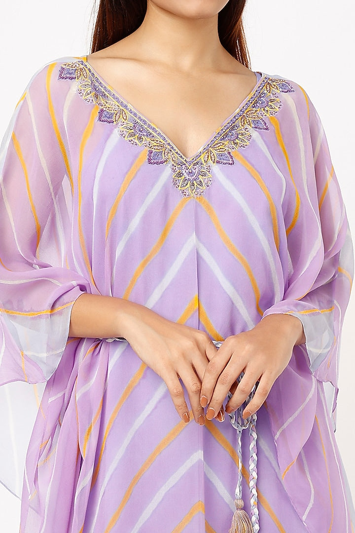 Lavender blue leheriya kaftan dress