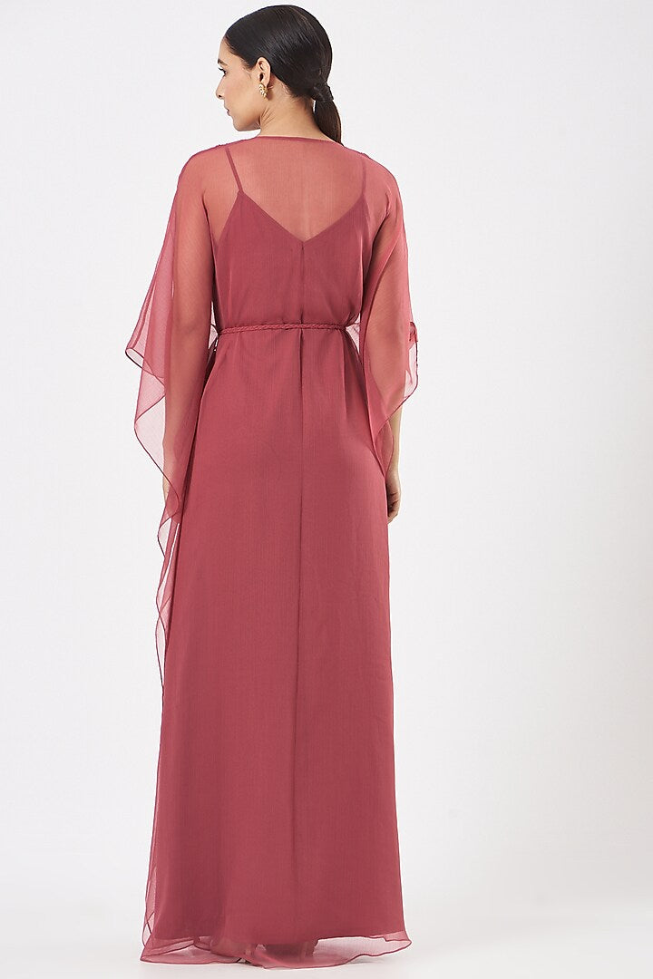 Dusty rose embroidered kaftan dress