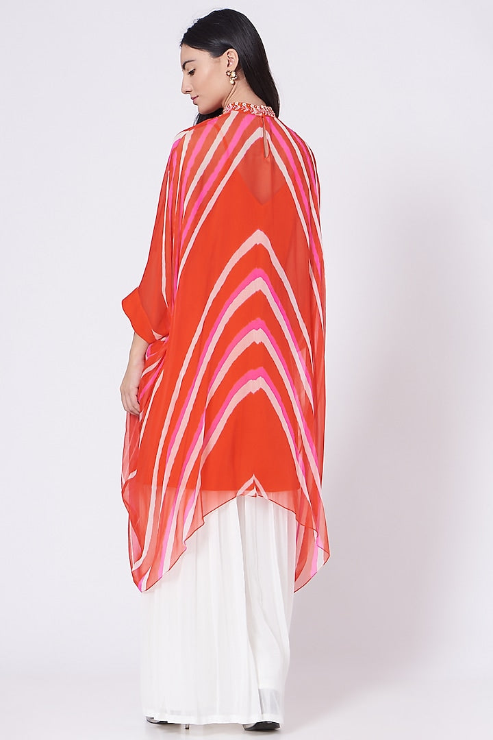 Orange pink leheriya tunic dress
