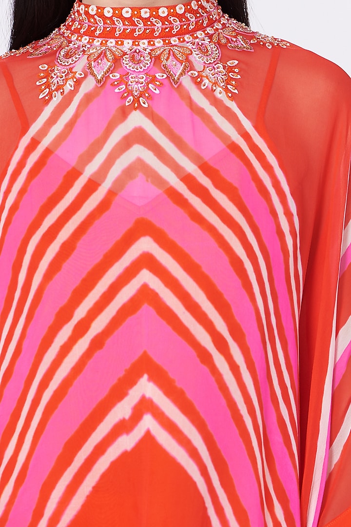 Orange pink leheriya tunic dress
