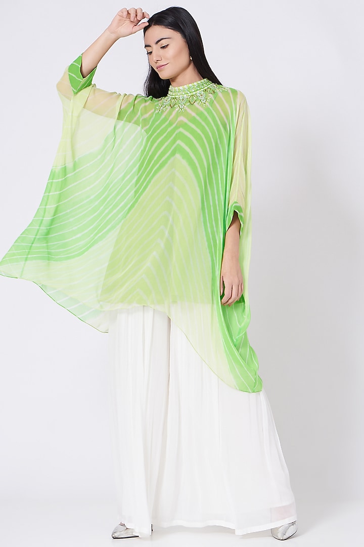 Green leheriya tunic set