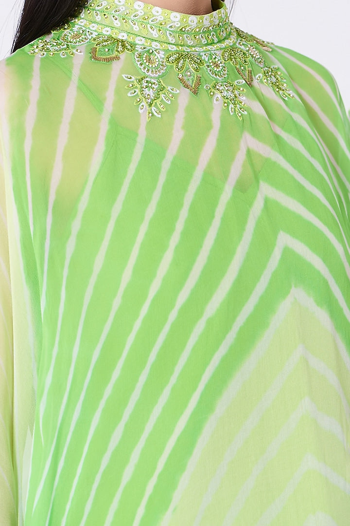 Green leheriya tunic set