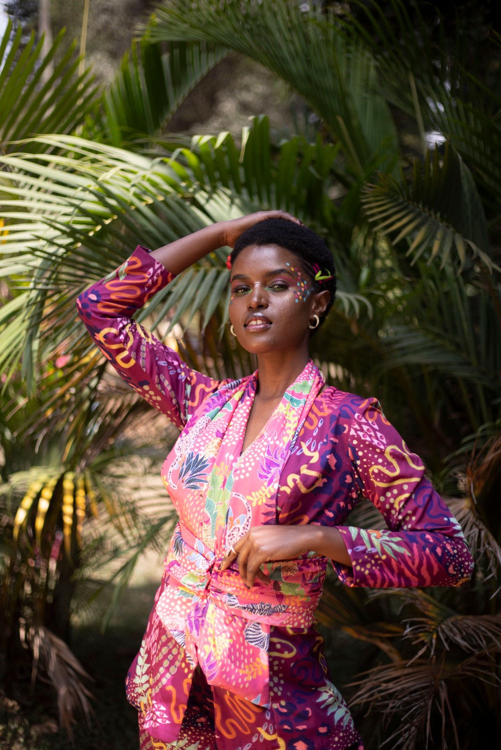 WINE JACKET SET WITH PINK DRAPE