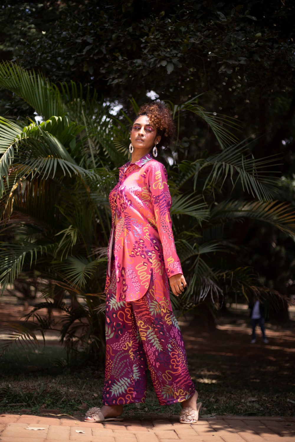 PINK AND WINE HALF AND DRAPE HALF TOP AND PANT