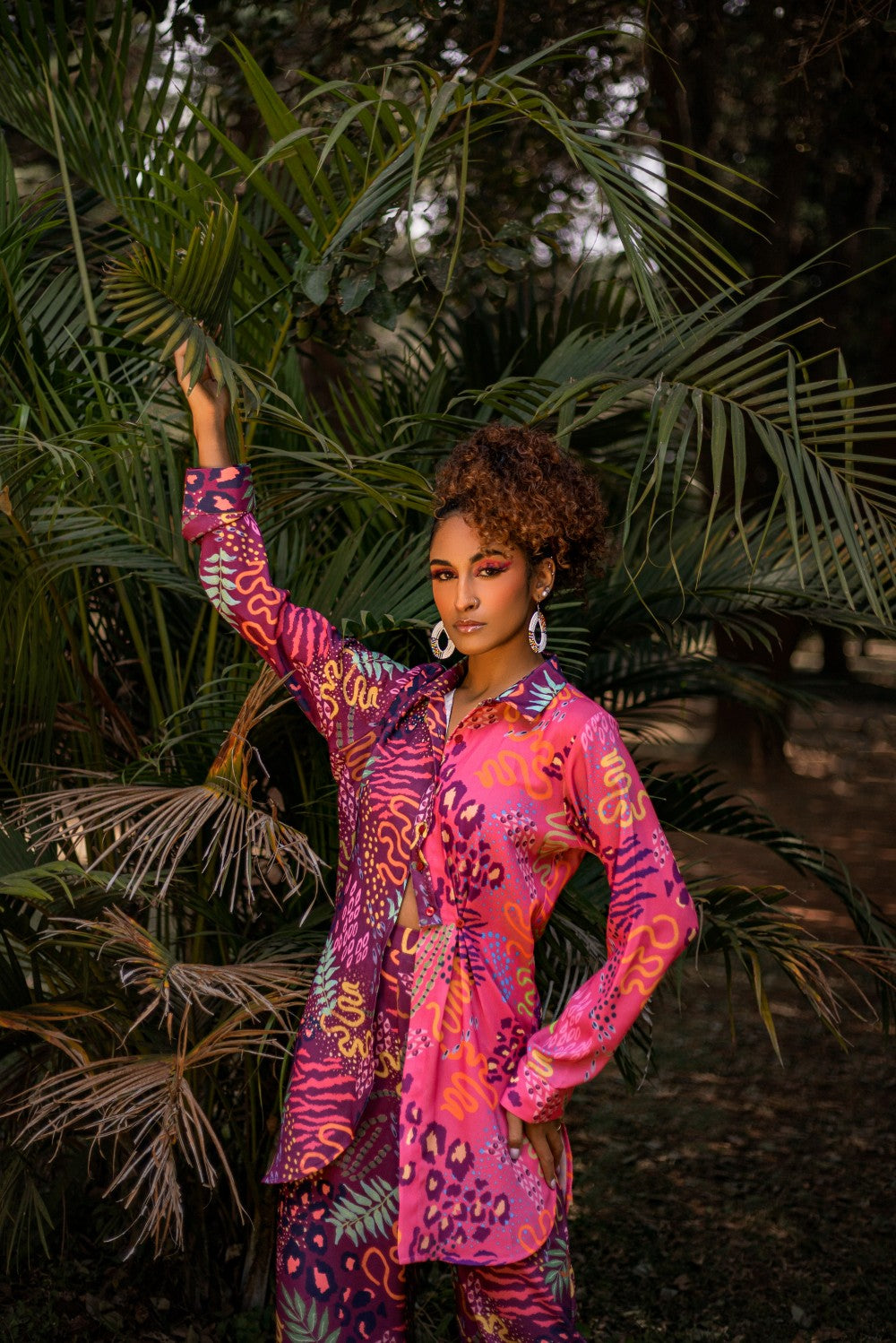 PINK AND WINE HALF AND DRAPE HALF TOP AND PANT