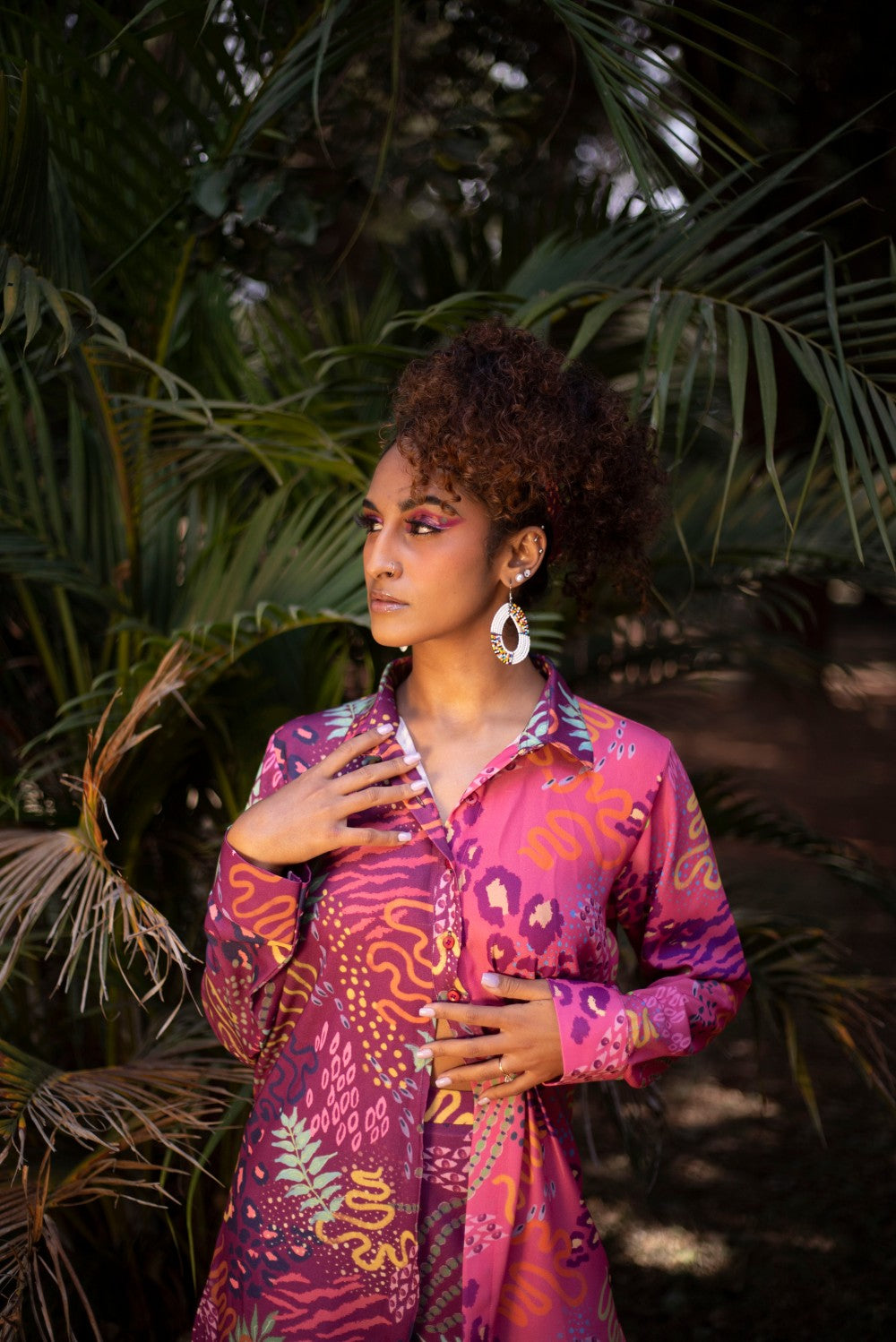 PINK AND WINE HALF AND DRAPE HALF TOP AND PANT