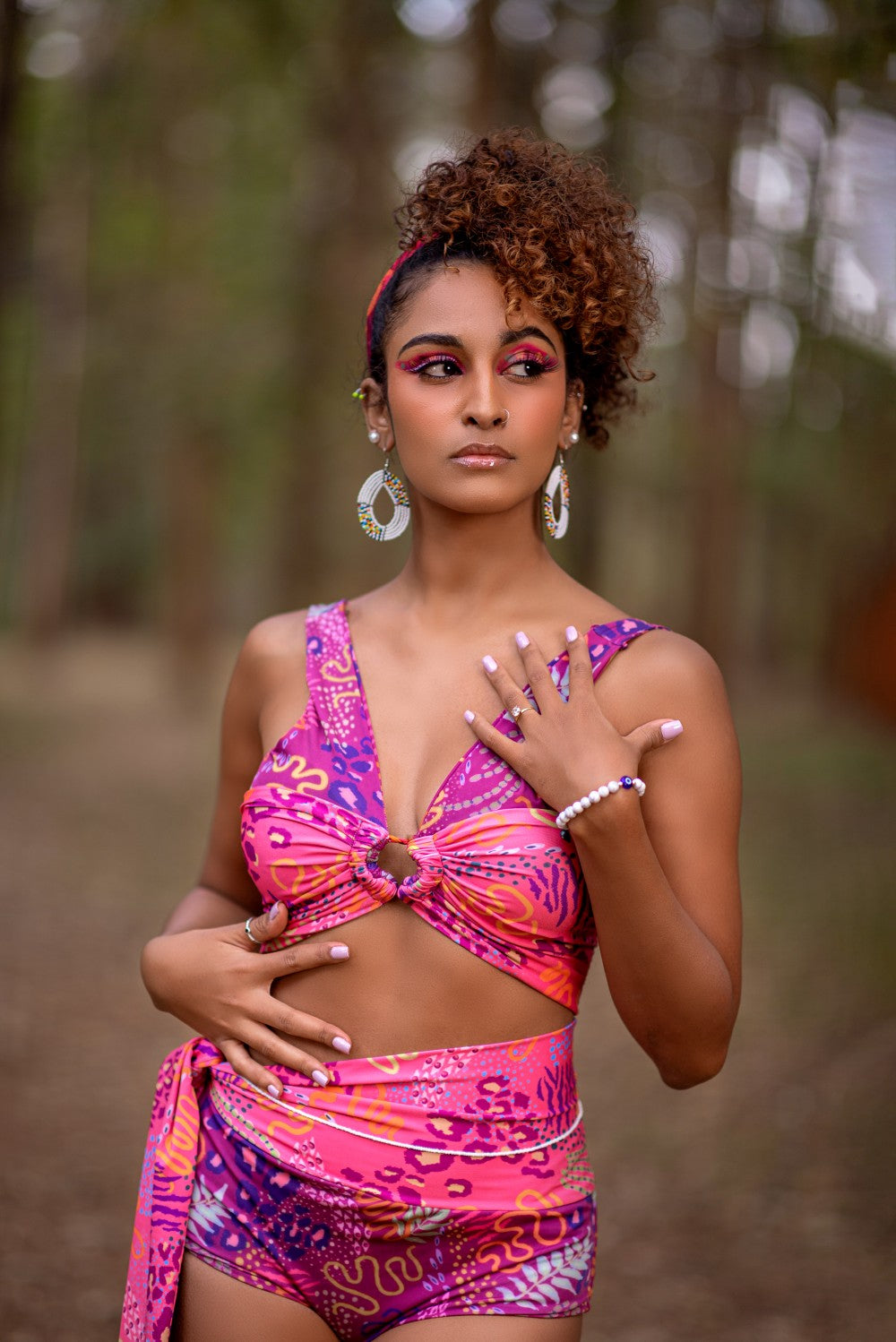 PINK AND WINE SWIMSUIT SET