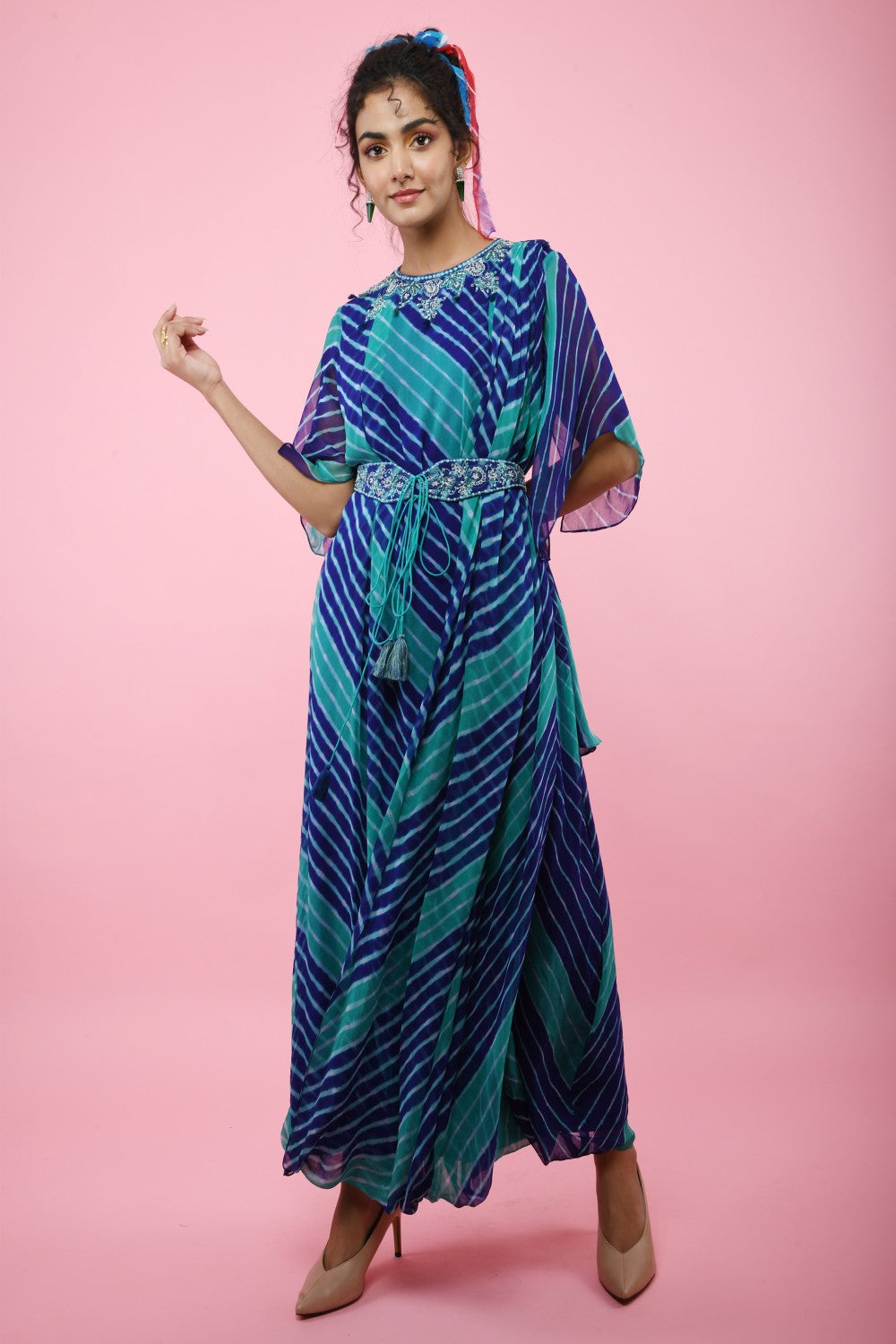 Leheriya Cowl Saree Tunic